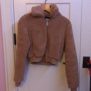 Cry baby teddy cropped fuzzy jacket